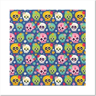 Colorful Sugar Skulls Posters and Art